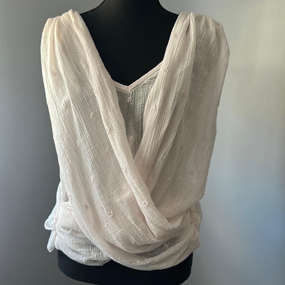 Free People embroidered gauze sleeveless shirt